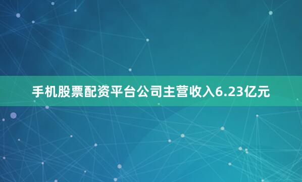 手机股票配资平台公司主营收入6.23亿元
